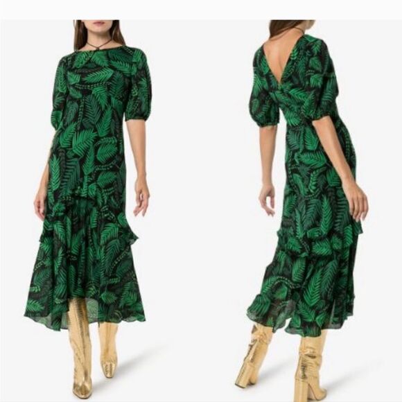 NWOT Rixo Cheryl Cuba Palm Maxi with Frill Hem Small - Picture 6 of 7